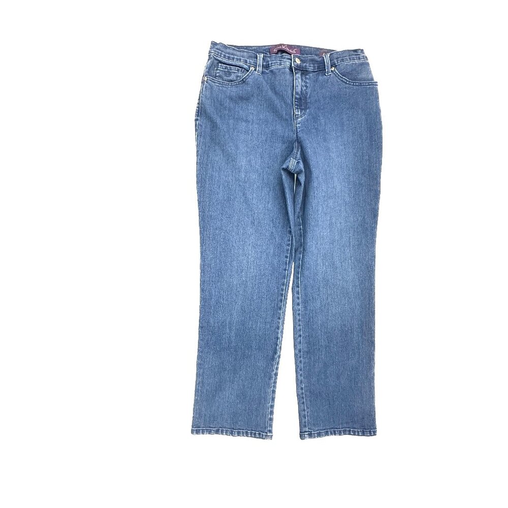 Gloria Vanderbilt Amanda Jeans Women 12P Blue Straight Leg Dark Wash High Rise